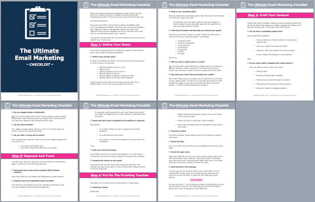 Email Marketing Checklists
